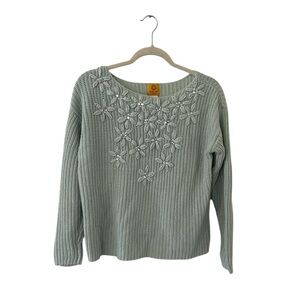 Ruby Rd Light Sage Floral Sweater